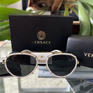 Versace VE2232 White/Dark Grey Aviator Sunglasses